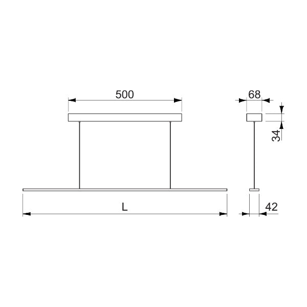 Led-saarekevalaisin musta, pit. 900mm, 16,8W