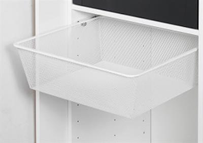 Tiheäverkkoinen Mesh-kori , sisältää kiskoparin, leveys 468mm