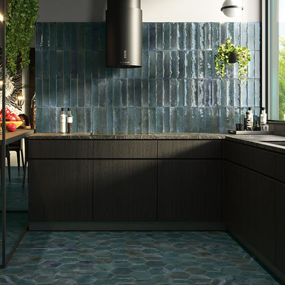 Seinälaatta Hope 6 x 25 Blue glossy