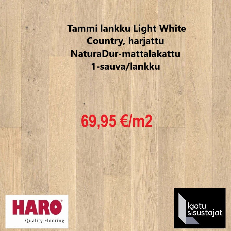 Parketti tammilankku Light White vaalea mattalakattu , Haro 548119