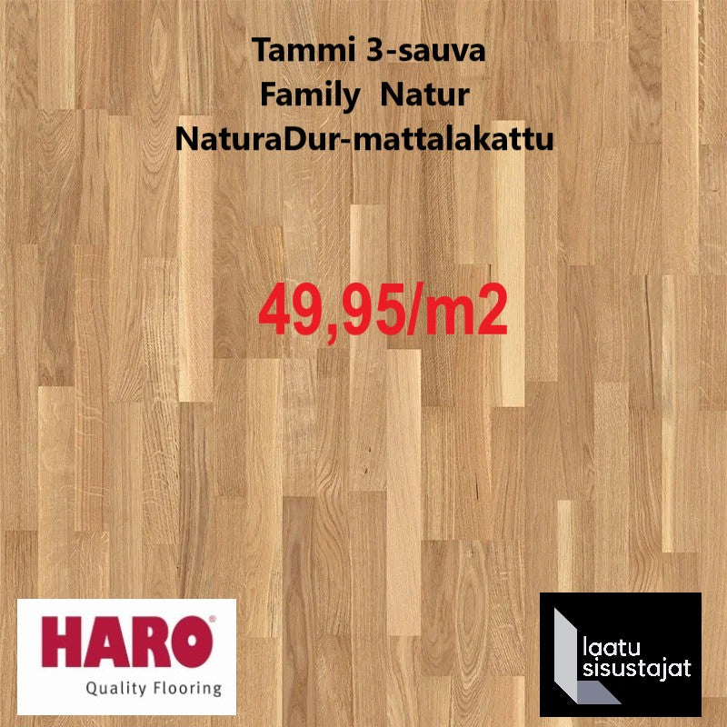 Parketti Haro tammi 3-sauva Natur mattalakattu 548546