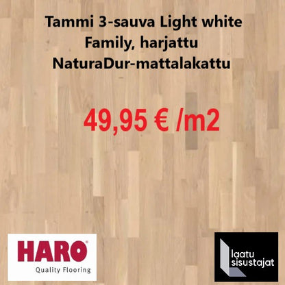 Parketti Haro  tammi 3-sauva vaalea Light white  mattalakattu, Haro 548548