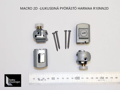 Macro-suihkukaapin varaosa. Pyörästö liukuseinä 2 D (R10NN2D), harmaa, 4 kpl