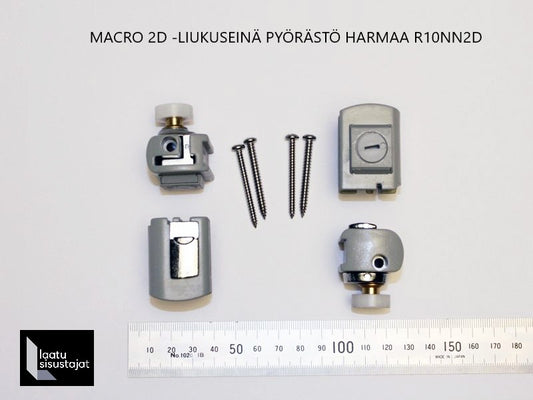 Macro-suihkukaapin varaosa. Pyörästö liukuseinä 2 D (R10NN2D), harmaa, 4 kpl