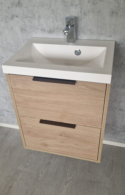Allaslaatikosto PUR, lev. 800mm, Tammilaminaatti, mustat listavetimet. Vedenkestävä