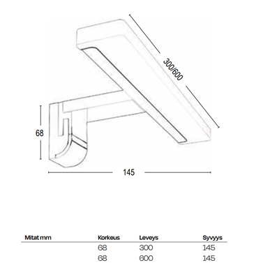 Led-T-varsivalaisin Vanita Casa 600mm
