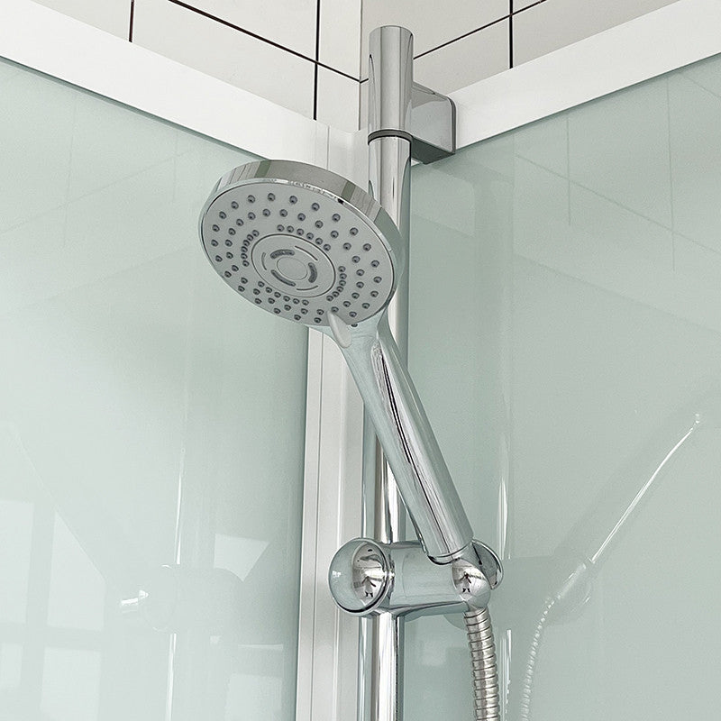 Suihkukaappi Luoto pyöreä 90x90cm, kirkkaat lasit ja valkoiset profiilit