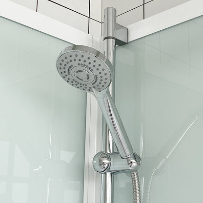 Suihkukaappi Luoto pyöreä 90x90cm, kirkkaat lasit ja valkoiset profiilit