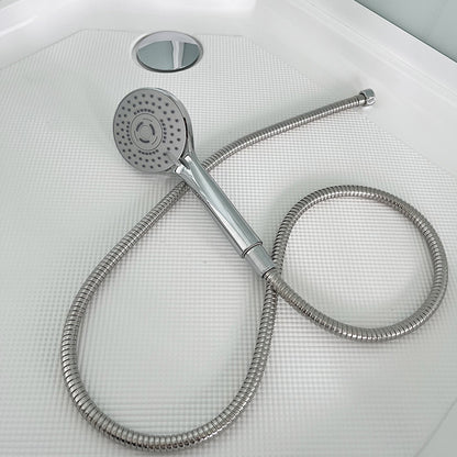 Suihkukaappi Luoto pyöreä 90x90cm, kirkkaat lasit ja valkoiset profiilit