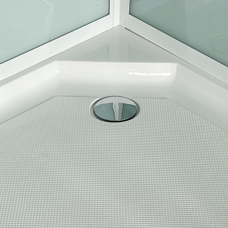 Suihkukaappi Luoto pyöreä 90x90cm, kirkkaat lasit ja valkoiset profiilit