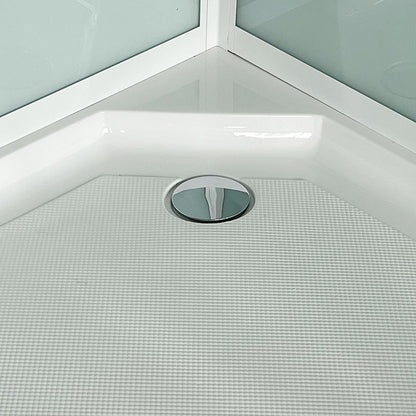 Suihkukaappi Luoto pyöreä 90x90cm, kirkkaat lasit ja valkoiset profiilit