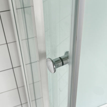 Suihkukaappi Luoto pyöreä 90x90cm, kirkkaat lasit ja valkoiset profiilit