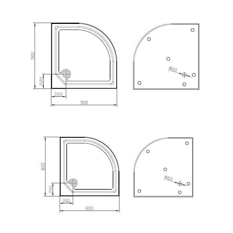 Suihkukaappi Luoto pyöreä 90x90cm, kirkkaat lasit ja valkoiset profiilit