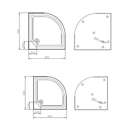 Suihkukaappi Luoto pyöreä 90x90cm, kirkkaat lasit ja valkoiset profiilit